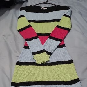FashionNova XL Striped Knit Dress in Black, Green, Pink, and Blue